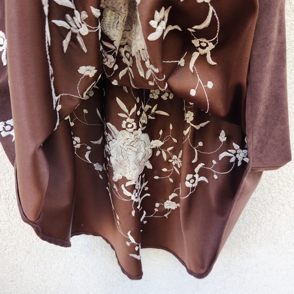 Ilyse Hart Skirt Women's Small Brown Floral Embroidered Lined Flare Midi - Picture 8 of 10